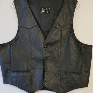 Steer Brand Leather Vest Snap Front Sz XL MADE IN THE USA nwot